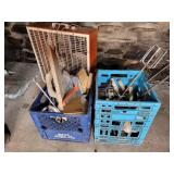 Asst Cement Tools - 2 crates & Box Fan