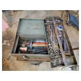 Metal Tool Box sits on roller cart & Contents