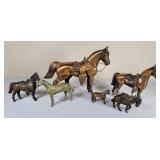 Brass Horses & 1 Donkey Largest is 8.5" H