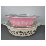 Pyrex Pink Dasey, Pyrex Gold Acorn