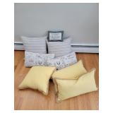 Accent Pillows-Yellow x3 and Striped
