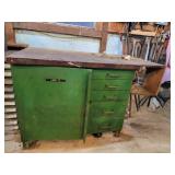 Steel Cabinet w/ Wood Top 1 Door & 5 Drawers HEAVY