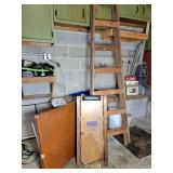 Wood 8 ft Ladder, Creeper, Card Table