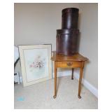 Maple Empire End Table Leather look Boxes Artwork