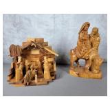 Olive wood nativity & Holy Family statue
