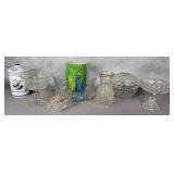 tea cup with insert, pressed glass, candle