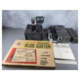 Slide projectors, slide sorters,screen,slide trays