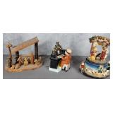 Nativity scenes (1 musical), & monk figurine