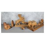 Hand carved horses & Cyprus knee bookends