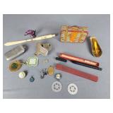 Vintage Falstaf, sterling earrings, fountain pens