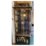 Chinese hand painted lighted display cabinet
