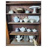 Cheese keeper, tea pots, coffee pots, cake plate