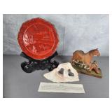 Chinese Cinnabar Plate, Rhyolite tuft rock/carving