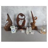 Belize carvings, paper weight vases, nativity