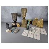 Egyptian dï¿½cor, bust, bookends