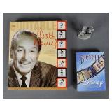 Walt Disney book, cards, & pewter Mickey & Minnie
