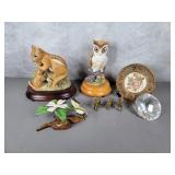 Enamel/copper butterfly, music boxes, brass llamas