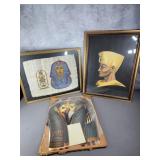 Papyrus painting, Egyptian mirror, & framed prints