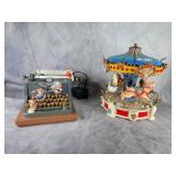 Enesco music boxes carousel & typewriter