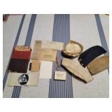 WWII War rations, military hats, band, pins