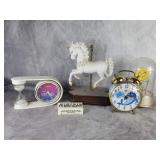Edelweiss day clock, Tuna alarm, carousel horse