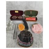 Beaded coin purses/vintage glasses/1904 World Fair