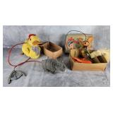 Vintage toys, Marx Squirrel, Walking Duck, Bear