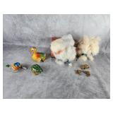 Wind up tin toys & rat earrings w/ matching pin