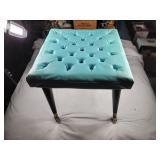 MCM turquoise tufted pleather foot stool 16x16x15