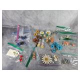 Vintage hand painted floral jewelry