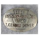 1919 Pennsylvania License Driver Badge