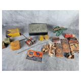 Vintage military toys and caps