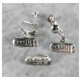 Vintage Airstream pin & screw back earrings