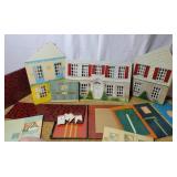 Vintage metal doll house with accessories