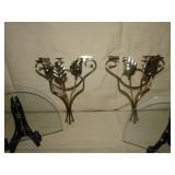 Brass and Glass Wall Mount Shelves