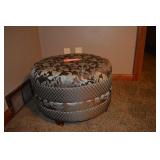 Upholstered ottoman. 15"x23"