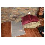 Pillows, rug & blanket