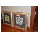 2 framed decorator pictures. 20"x21"