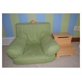Youth stuffed chair & wood step with storage