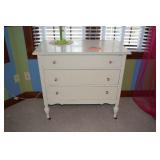 White 3 drawer dresser. 36"x19"x34"