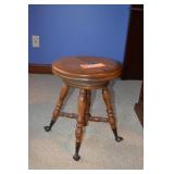Organ stool with glass ball & talon feet. 19"