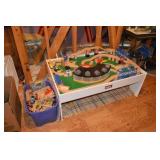 Train table, tote with train track & train