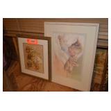 2 framed decorator pictures. 16"x18" & 18"x22"