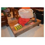 Step stool, 4 wheel cart & assorted. 23"x35"x8"