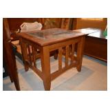 Lamp table with glass top. 24"x22"x20"