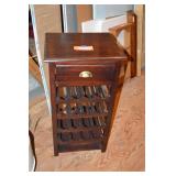 Wine rack table with single drawer. 20"x18"x37"