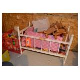 Doll crib, doll beds, stuffed animals & assorted