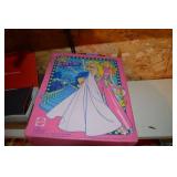 Fashion trunk with dolls, clothes & assorted