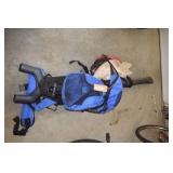 Gas leaf blower & back pack baby carrier