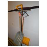 Assorted shovels & brooms